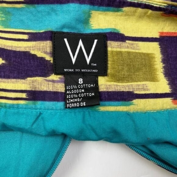 W Work to Weekend Pleated Skirt 28x20 sz 8 - colorful fun party geometric - Picture 7 of 11